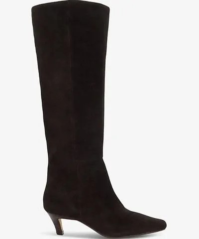 Dune Women's Brown Suede Slink Angled-Heel Suede Knee-High Boots