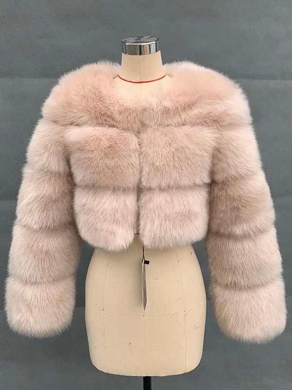 Eco-friendly Faux Fur Coat with Long Sleeves for Winter