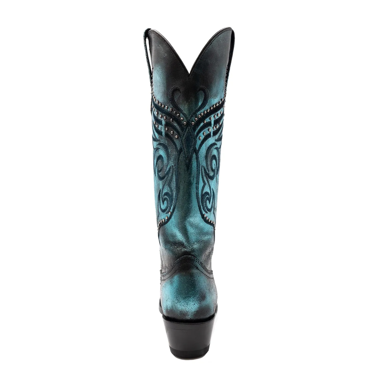 Electric Blue Leather Cowboy Boots for Women - Ferrini Masquerade V-Toe