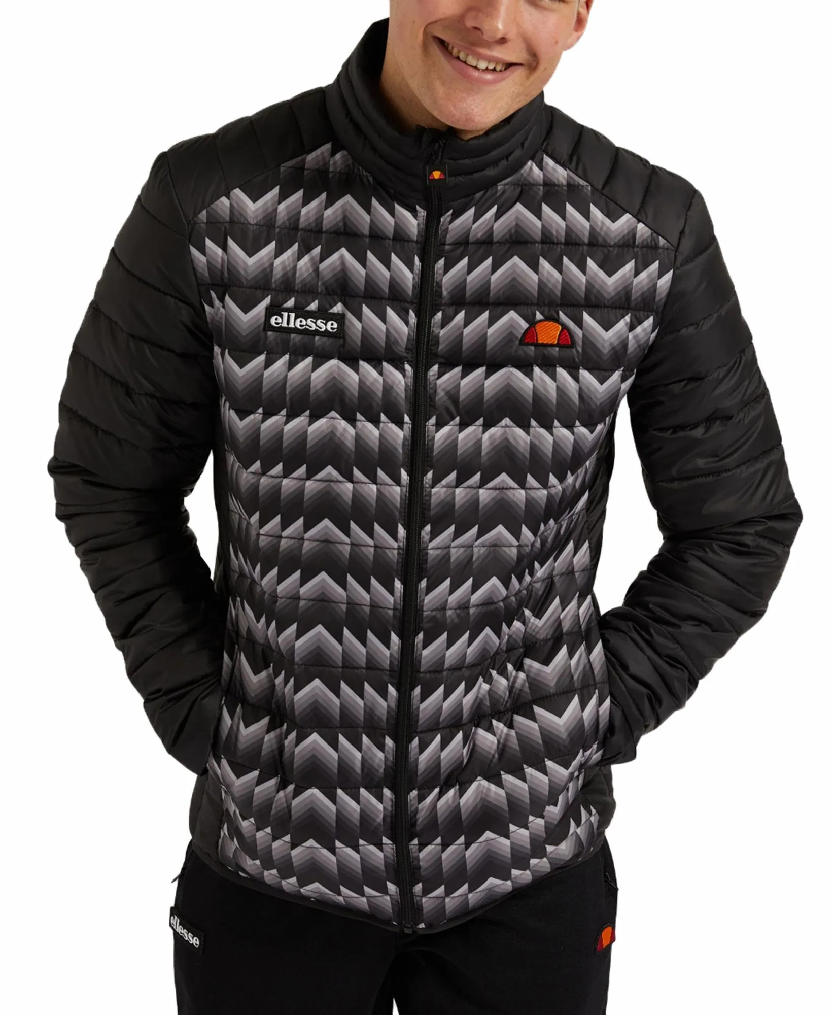 Ellesse Black Retro Print Tartaro Jacket Mens