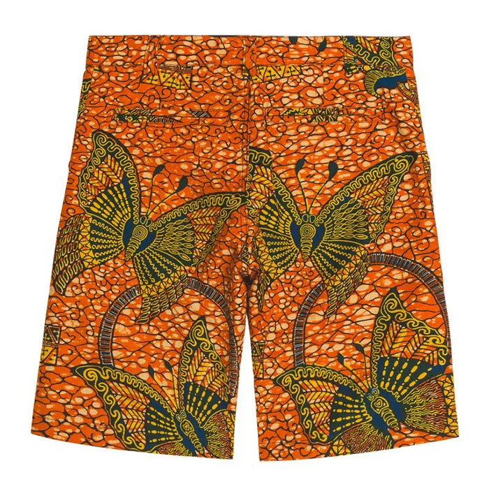 Elyas Dutch Wax Orange Shorts