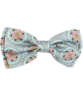 Emilio Pucci Powder Blue Pink Geometric Silk Bow Tie - Pre-tied, Made In Italy