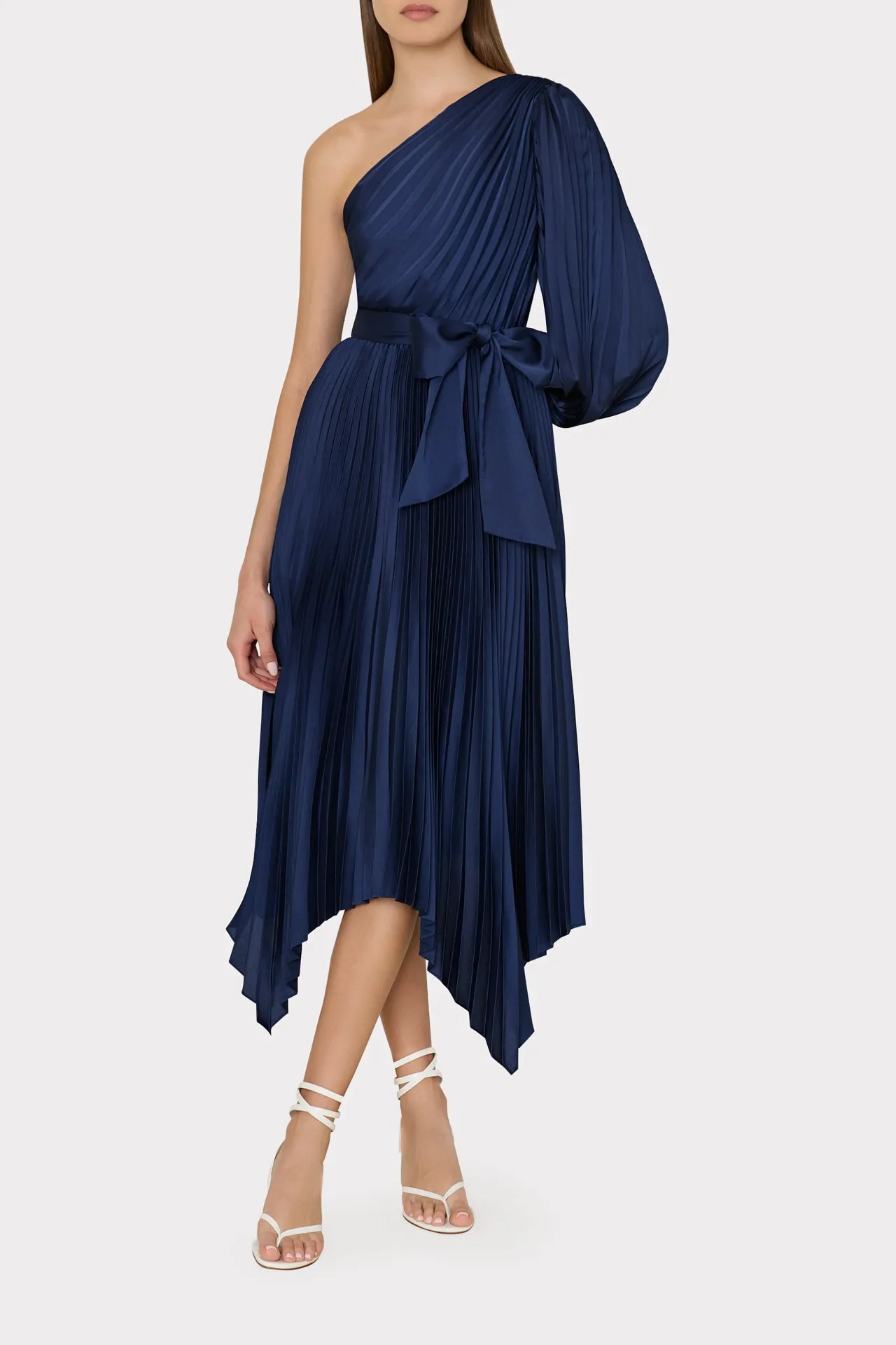 One Shoulder Dress Essi Satin Pleated