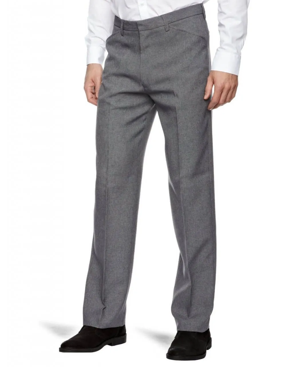 Sophisticated Farah Hopsack Weave Trousers in Mid Grey