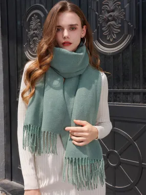 Fashionable Reversible Solid Color Scarf with Fringe