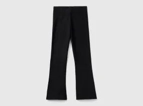 Flared stretch cotton leggings in Black - Benetton