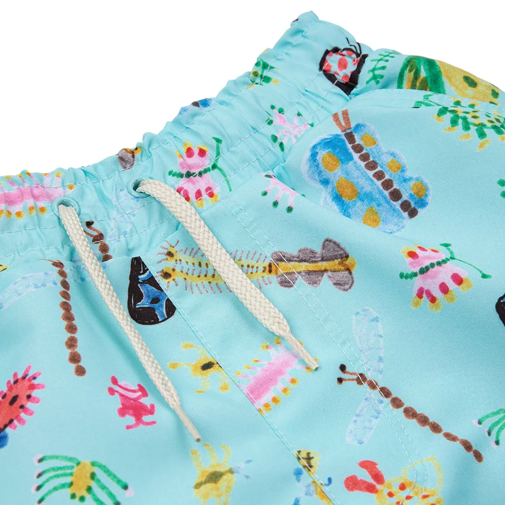 Funny Insects Aqua Blue Swim Shorts