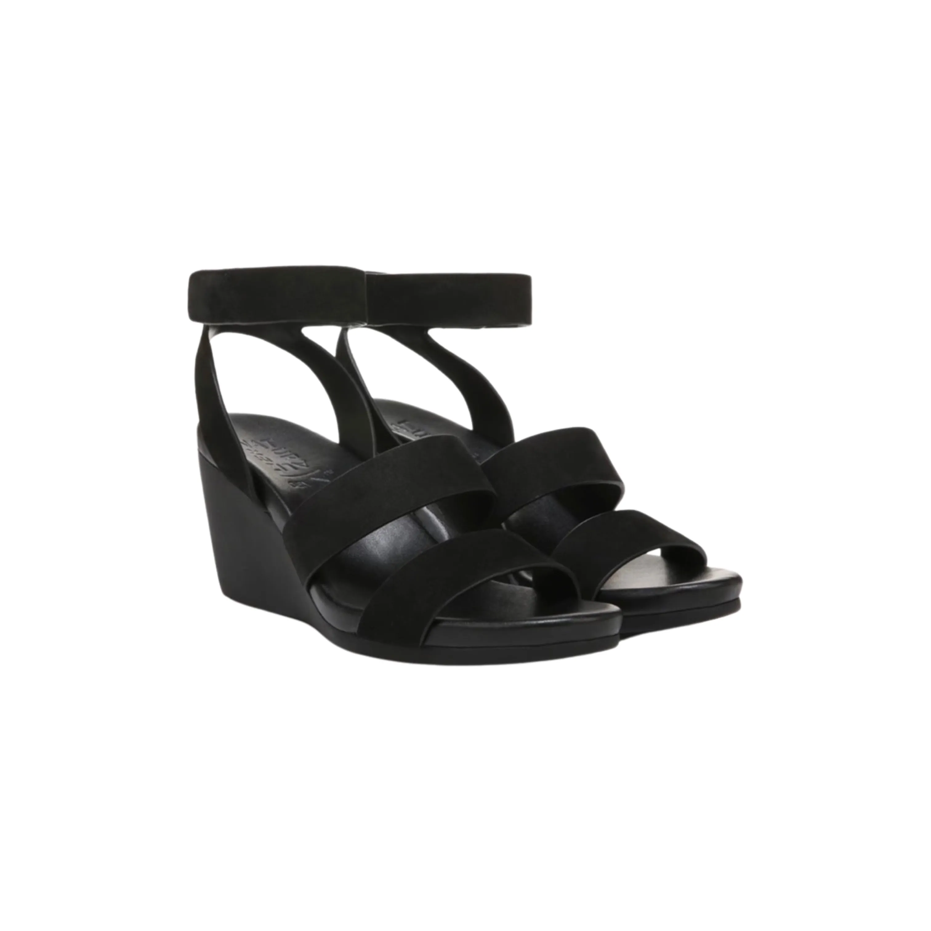 Gennignite Black Wedge Sandals