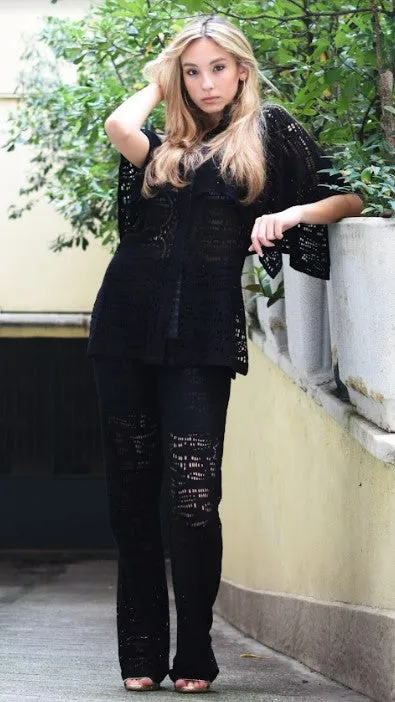 Geometric Cotton Lace Shirt and Pant by Thais