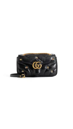 GG Marmont Small Black Shoulder Bag Emboss With Initials