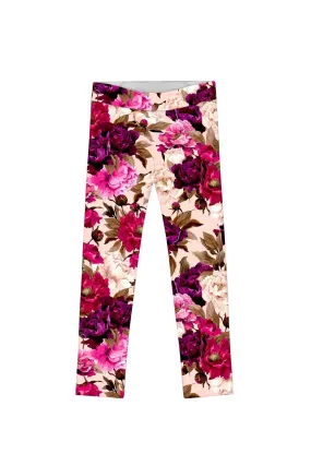 Girls Floral Print Knit Leggings - Vintage Charm Lucy Cute Fall Style