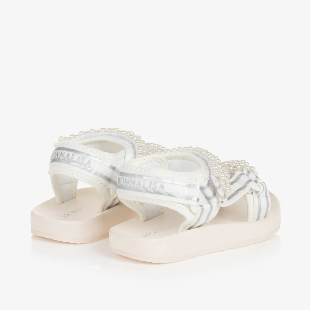 Girls White Pearl Sandals