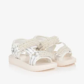 Girls White Pearl Sandals