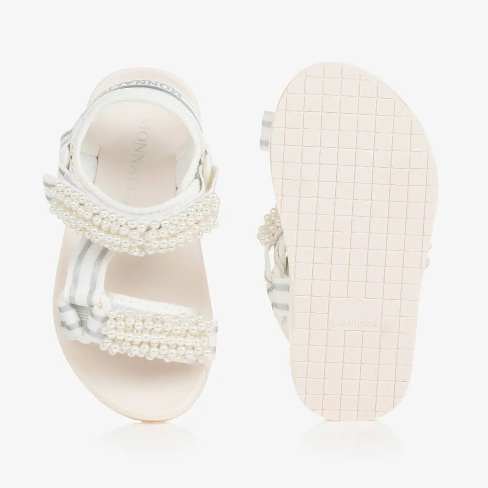 Girls White Pearl Sandals