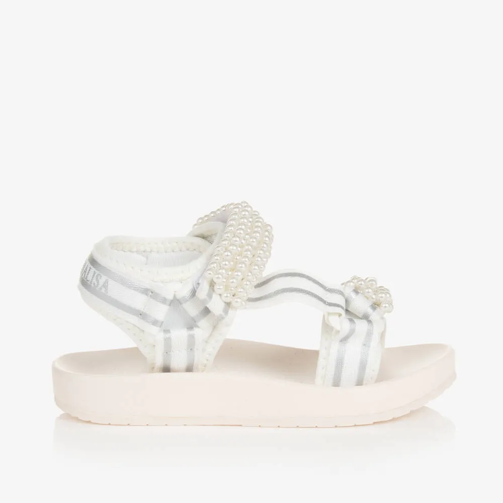 Girls White Pearl Sandals