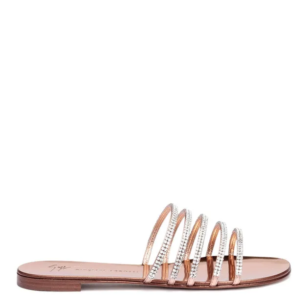 Giuseppe Zanotti Michela metallic crystal flat sandals