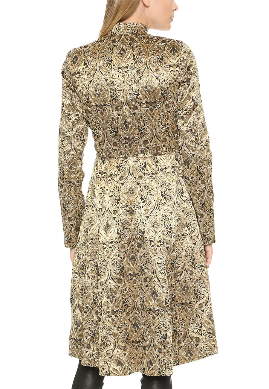 Gold Metallic Jacquard Coat - Xia Collection