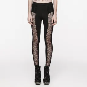 Gothic Floral Leggings for Women with Cutout Design