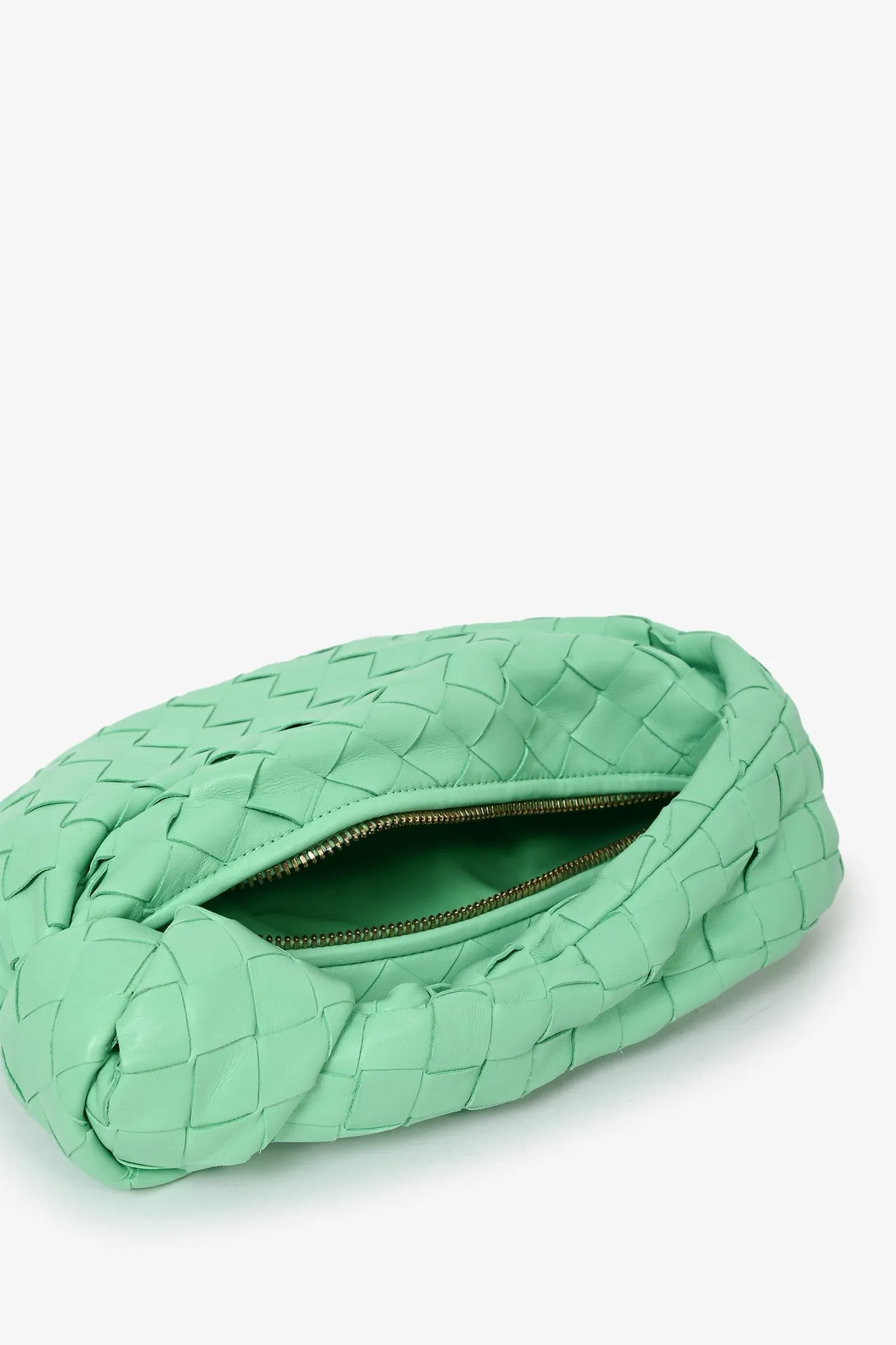 Green Leather Mini Jodie Bag by Bottega Veneta