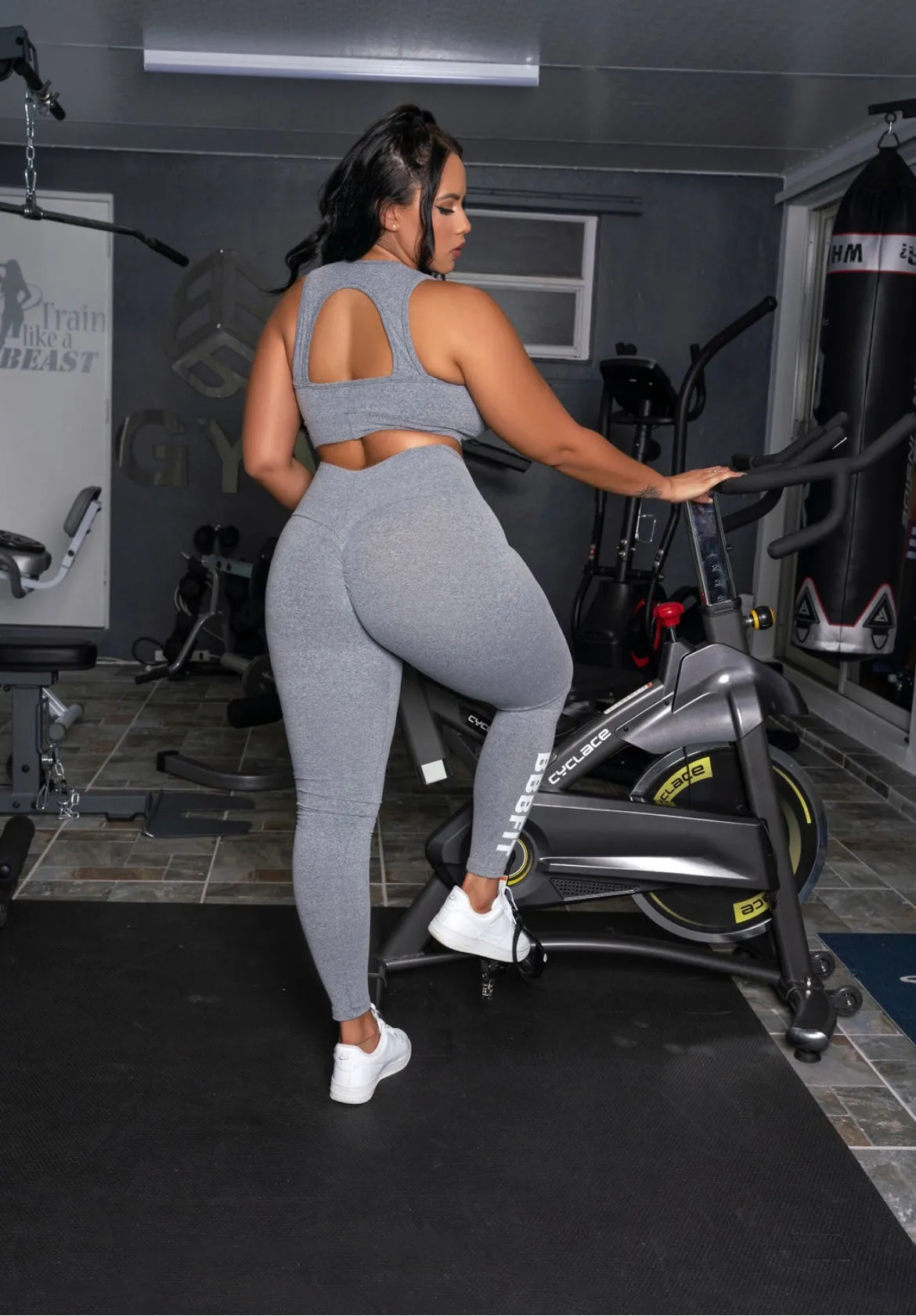 Grey Leggings Thick Supplex