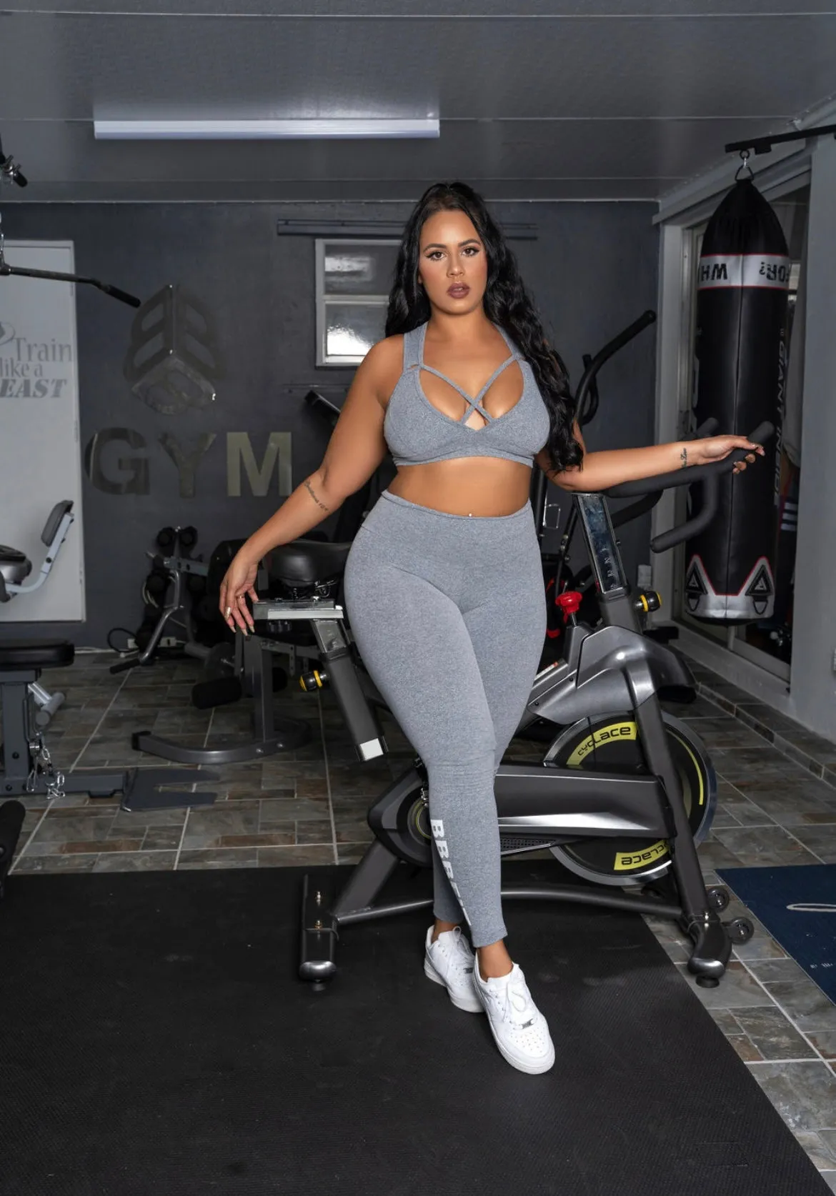 Grey Leggings Thick Supplex