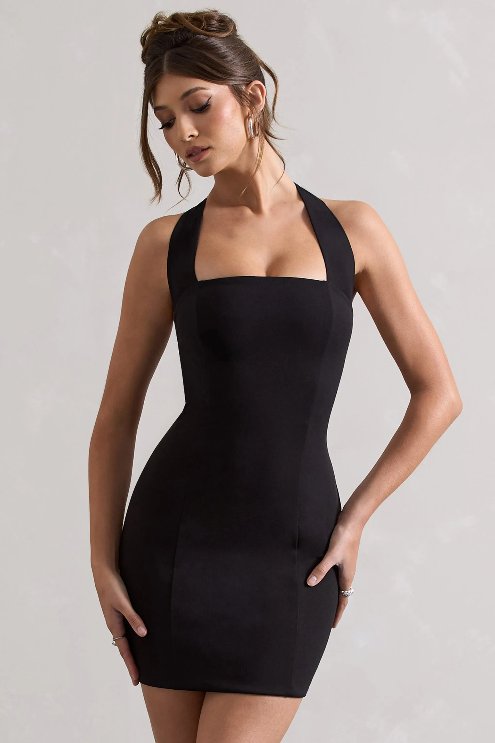 Halter-Neck Mini Dress in Black by Soul