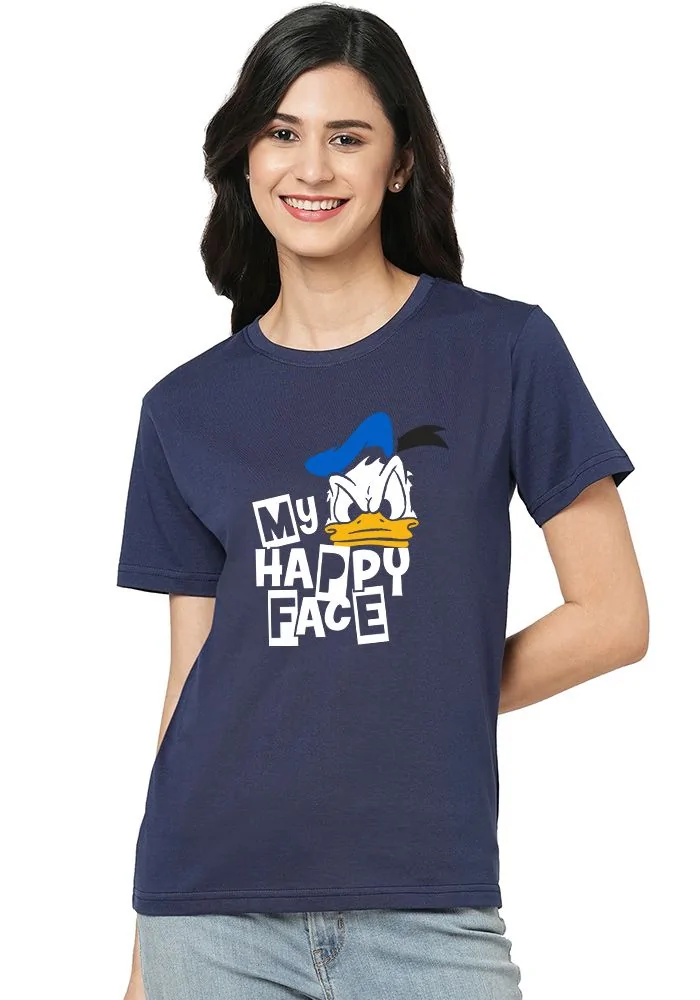 Happy Face Donald Duck Women Tshirt