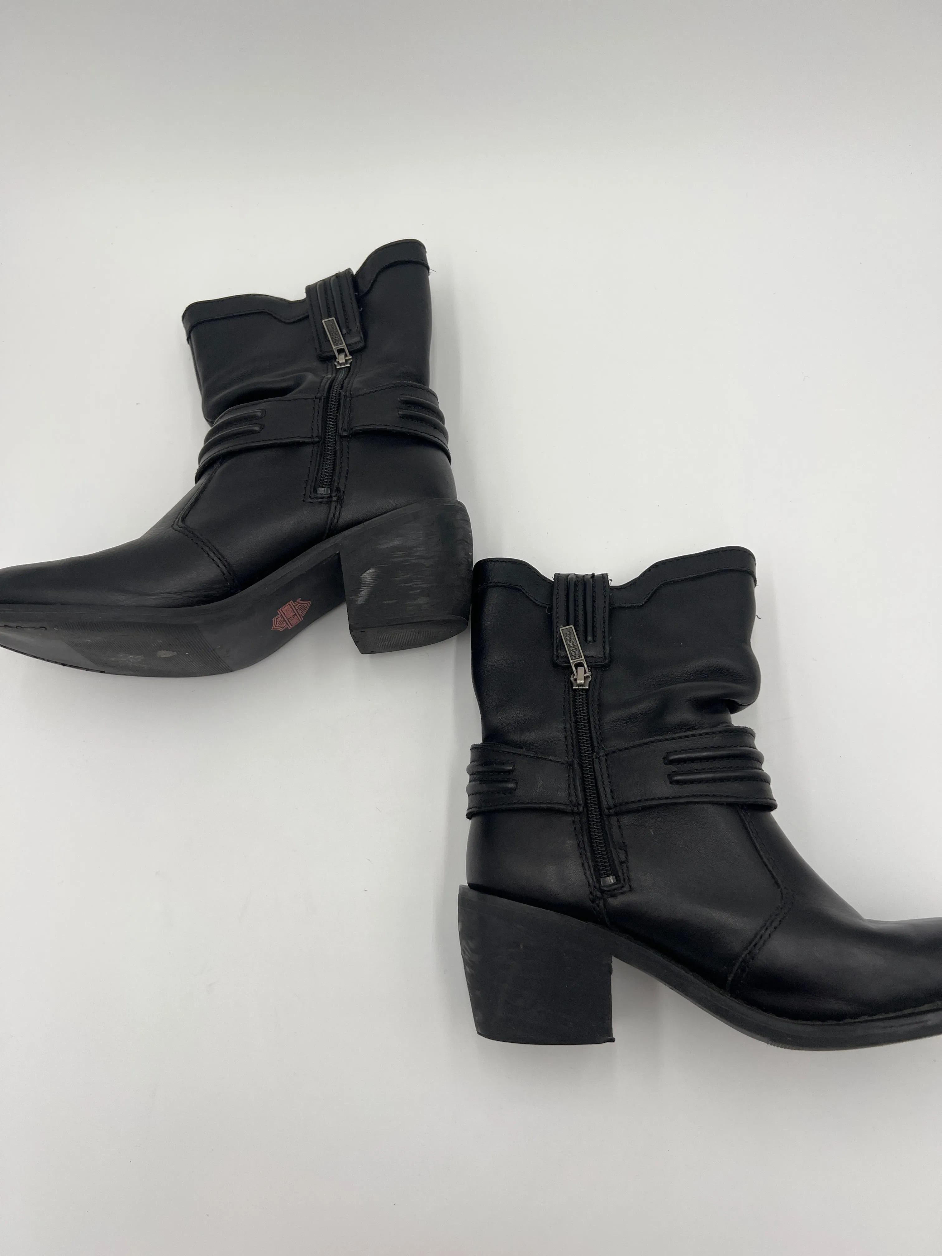 Harley Davidson Black Ankle Heel Boots - Size 8