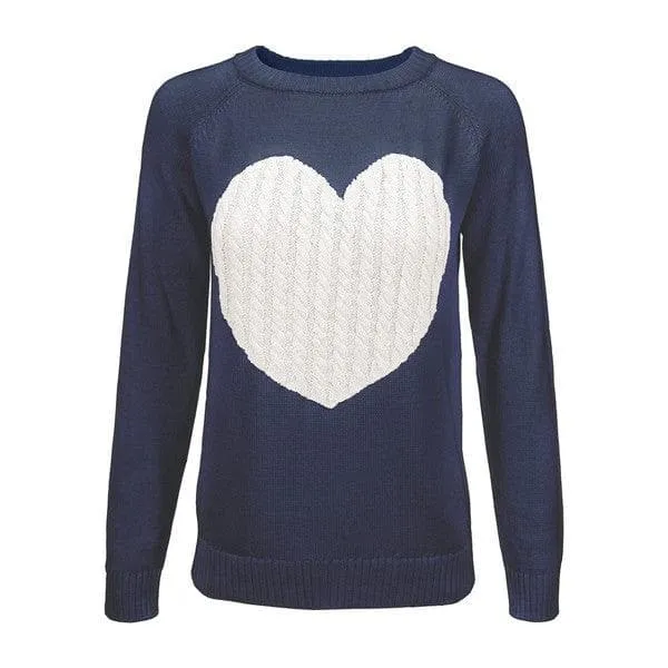 Heart Pattern Round Neck Sweater Love Theme