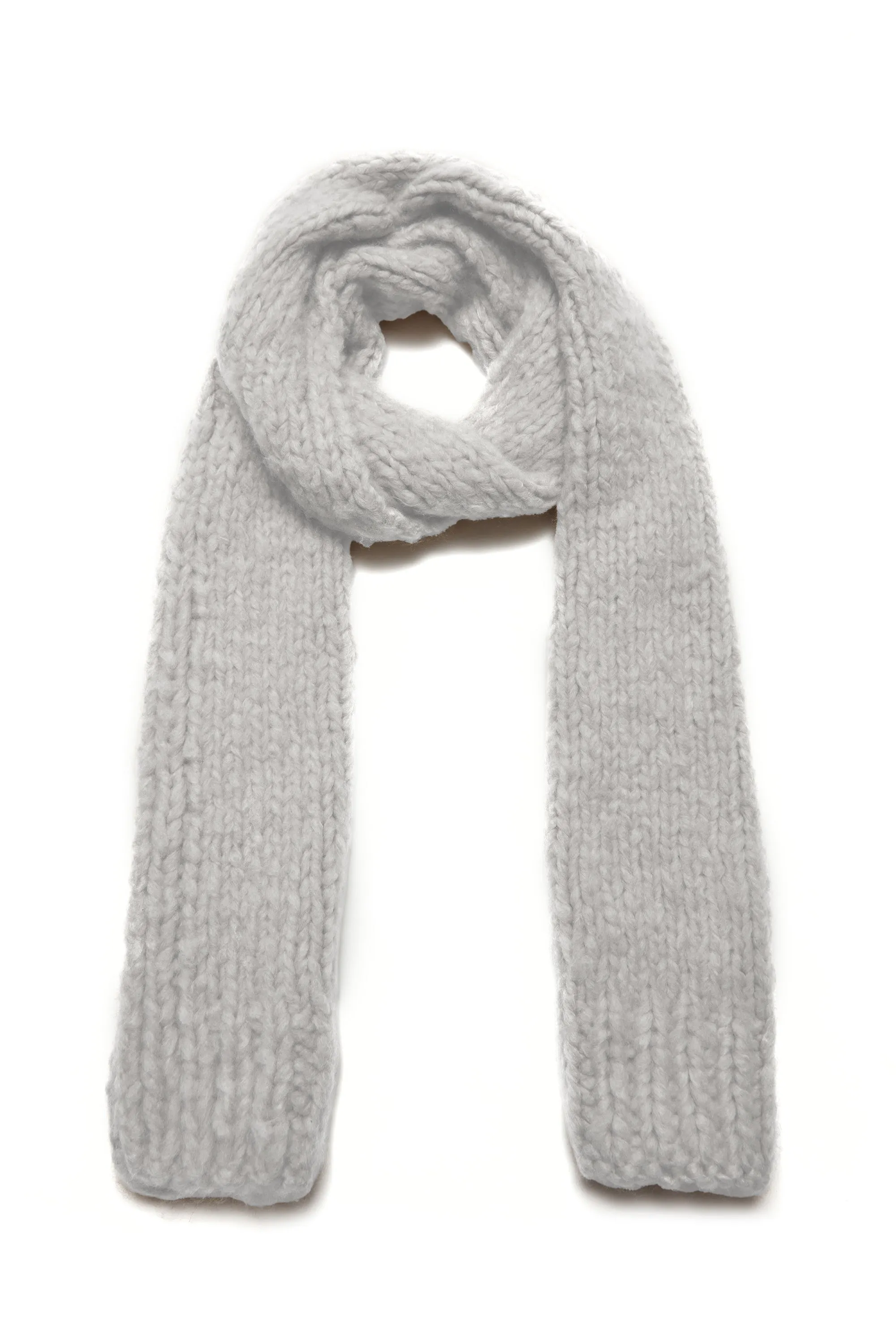 Heather Grey Welfat Cashmere Pyke Knit Scarf