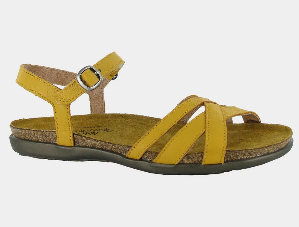 High-Quality Women's Leather Sandals in Marigold Color