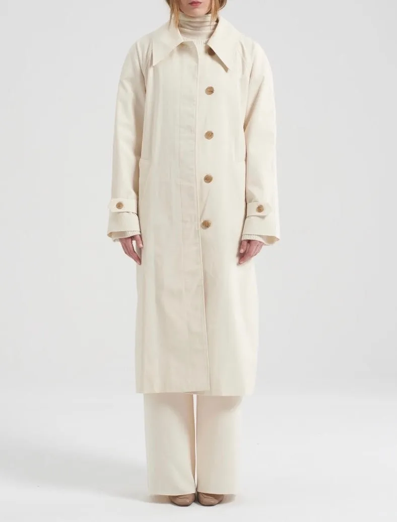 Ivory Cotton Trench Coat by Avi