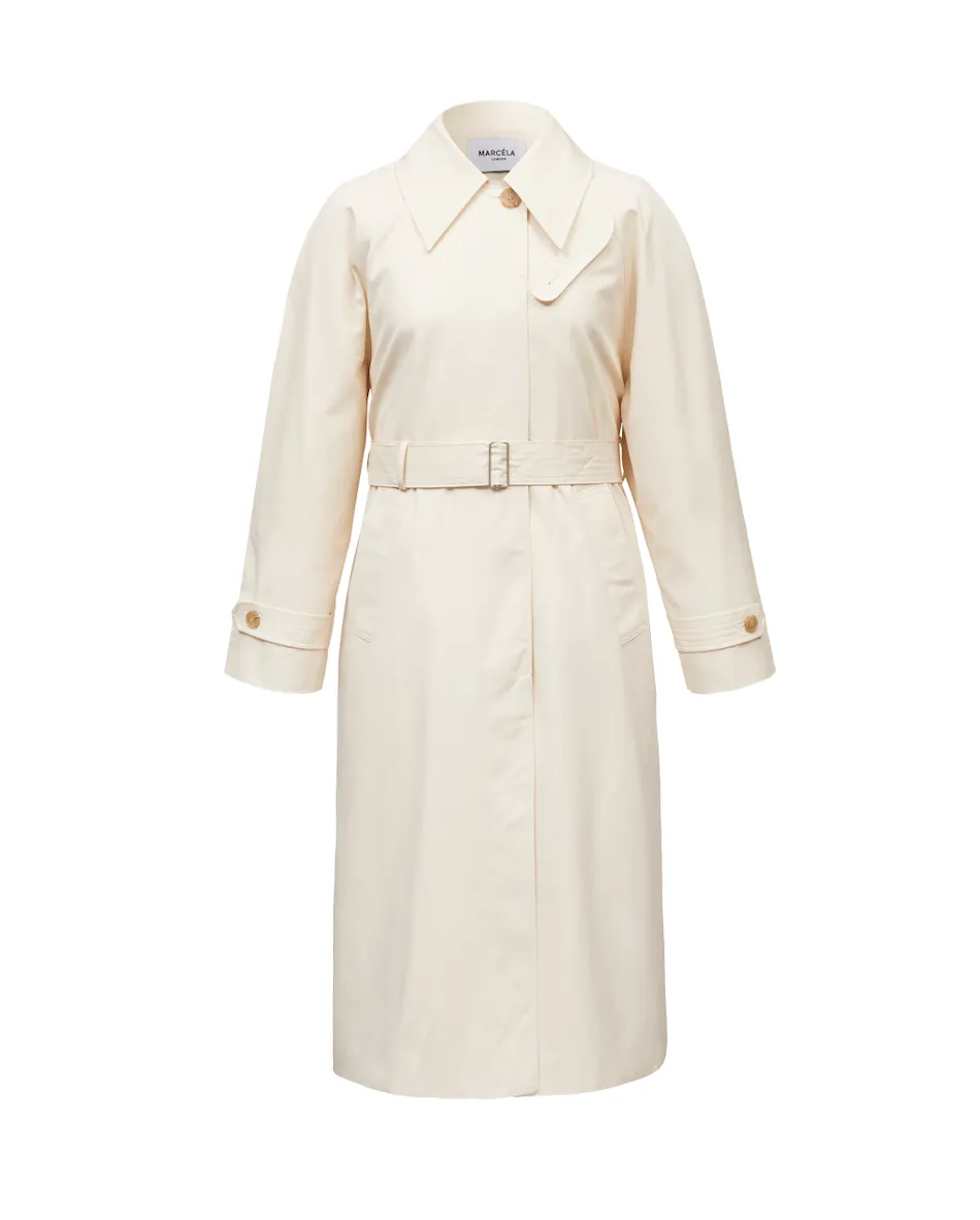 Ivory Cotton Trench Coat by Avi