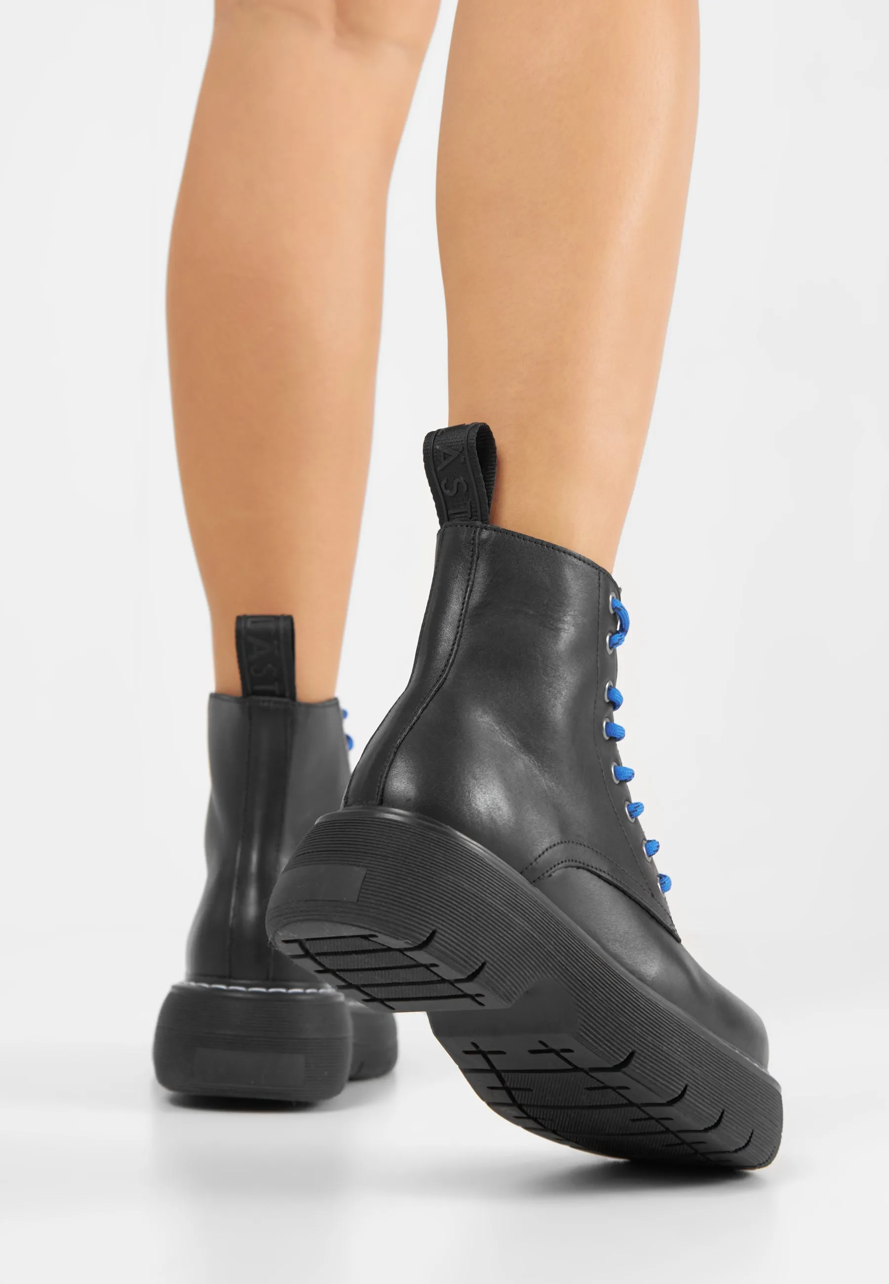 Jane Combat Boots in Black Leather