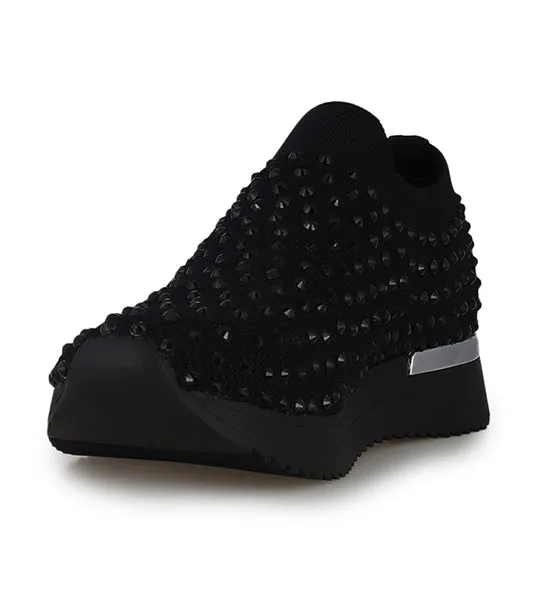 Jewel Embellished Slip-On Sneaker in Black