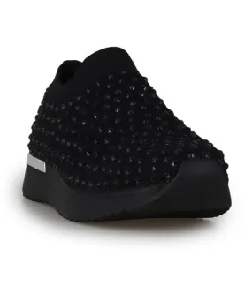 Jewel Embellished Slip-On Sneaker in Black