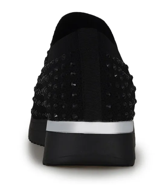 Jewel Embellished Slip-On Sneaker in Black