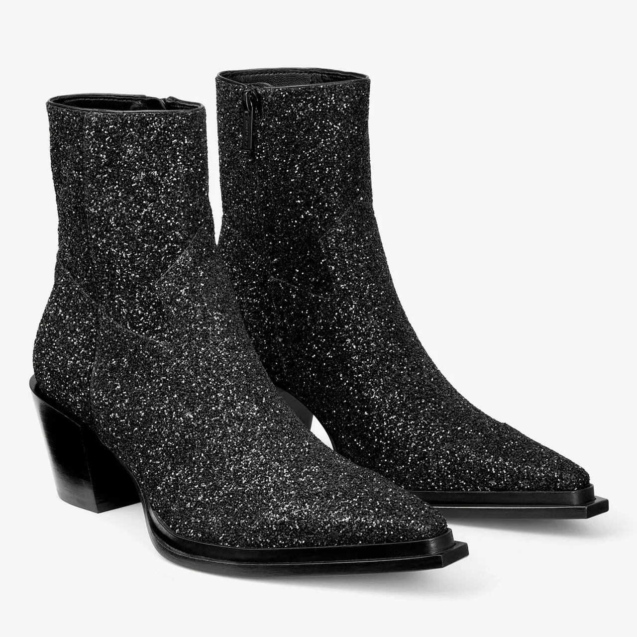 Jimmy Choo Black Cece 60 Glitter Heeled Boots