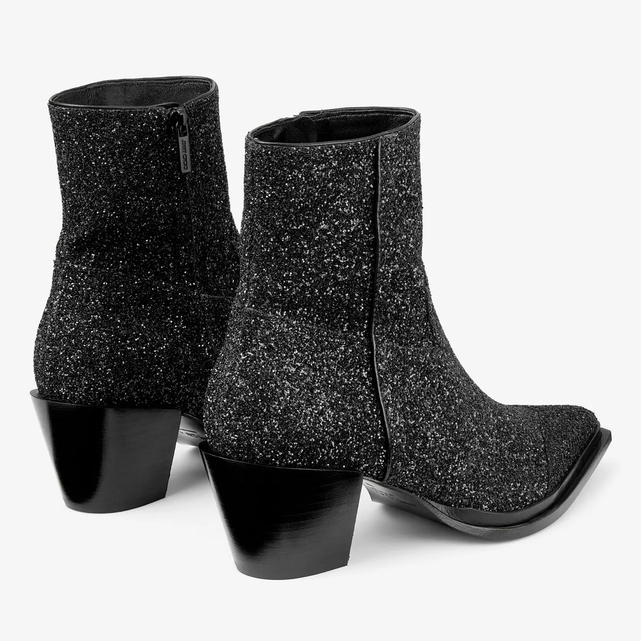 Jimmy Choo Black Cece 60 Glitter Heeled Boots