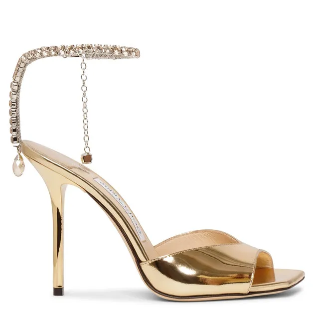 Jimmy Choo Saeda 100 metallic gold sandals