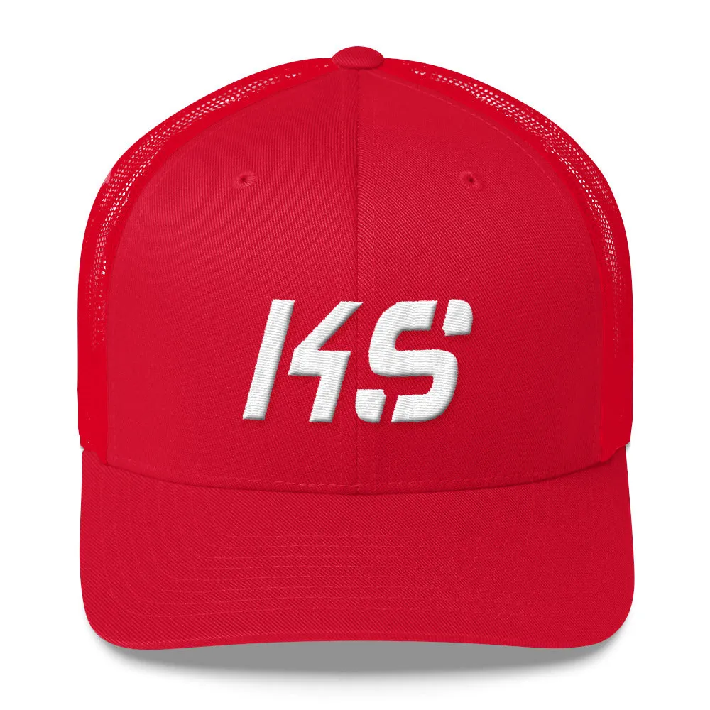 Kansas Trucker Cap with White Embroidery - KS - Various Hat Color Choices