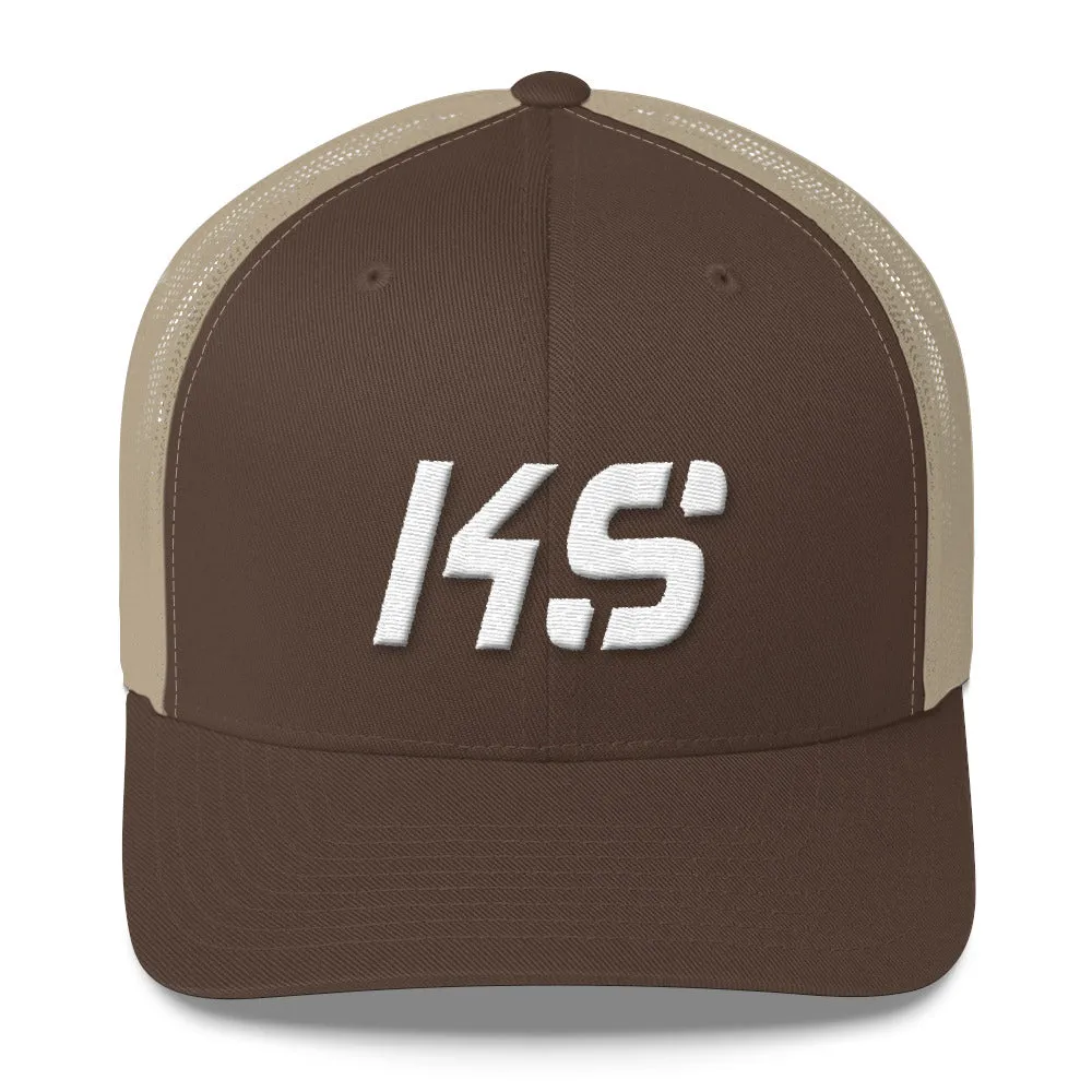 Kansas Trucker Cap with White Embroidery - KS - Various Hat Color Choices