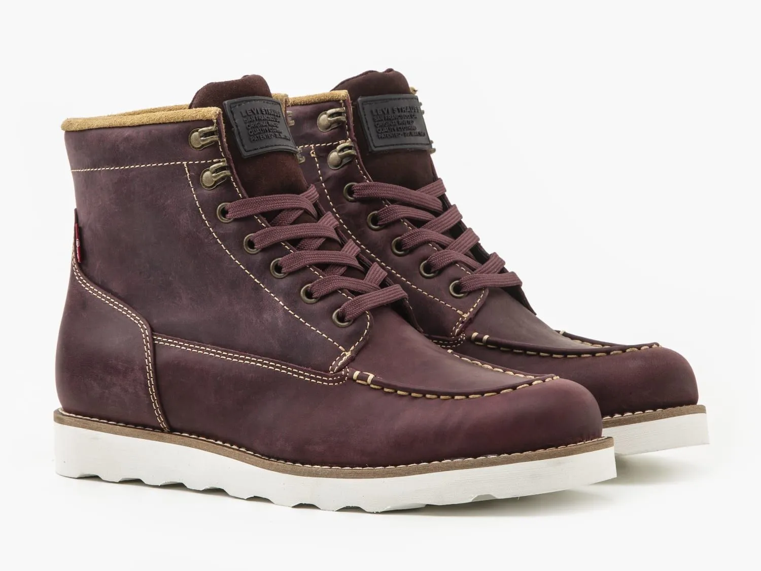 Levi's Dark Bordeaux Darrow Mocc Lace Up Leather Boots