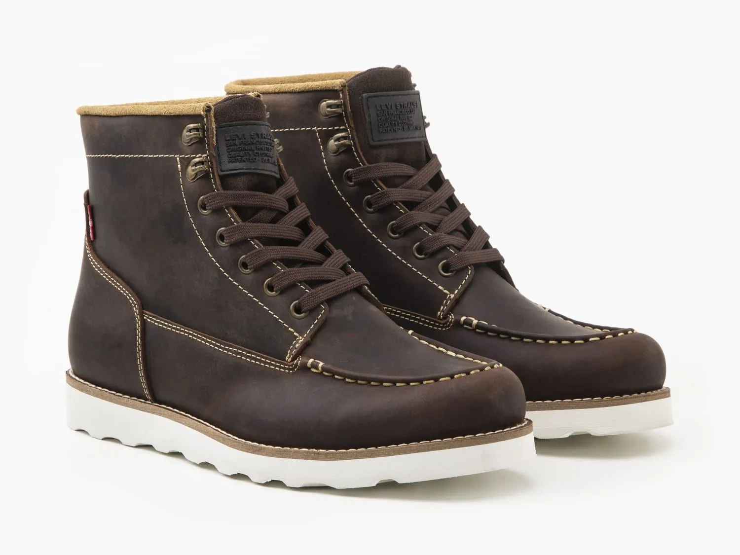 Levi's Dark Brown Darrow Mocc Lace Up Leather Boots