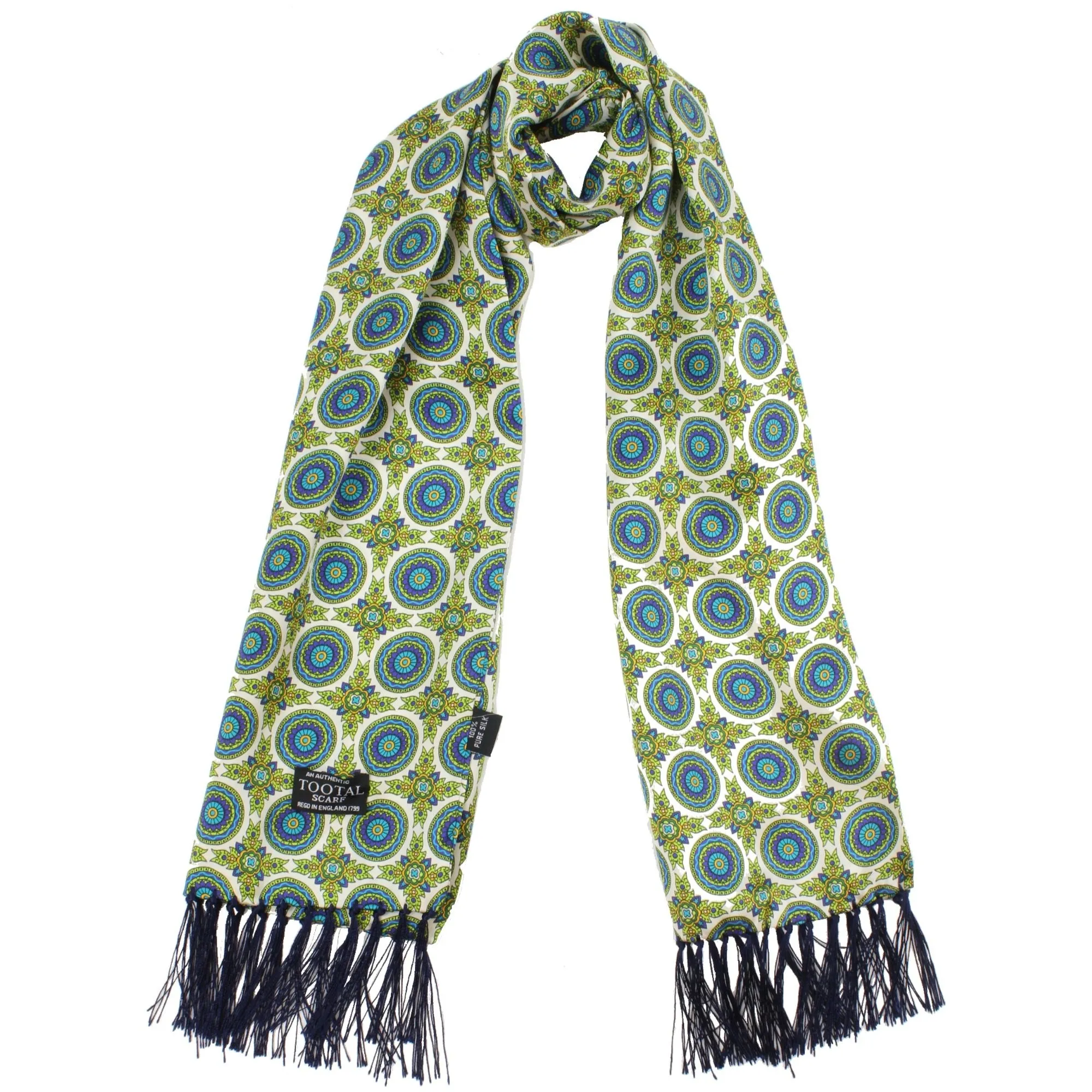 Wheel Design Silk Scarf in Lime Green