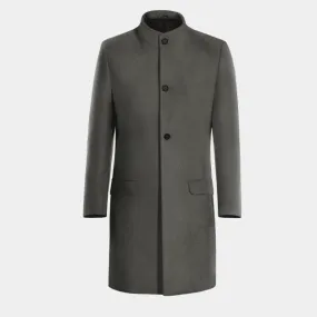 Long Grey Funnel Neck Coat