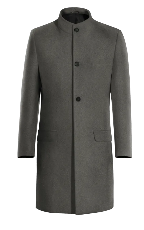 Long Grey Funnel Neck Coat