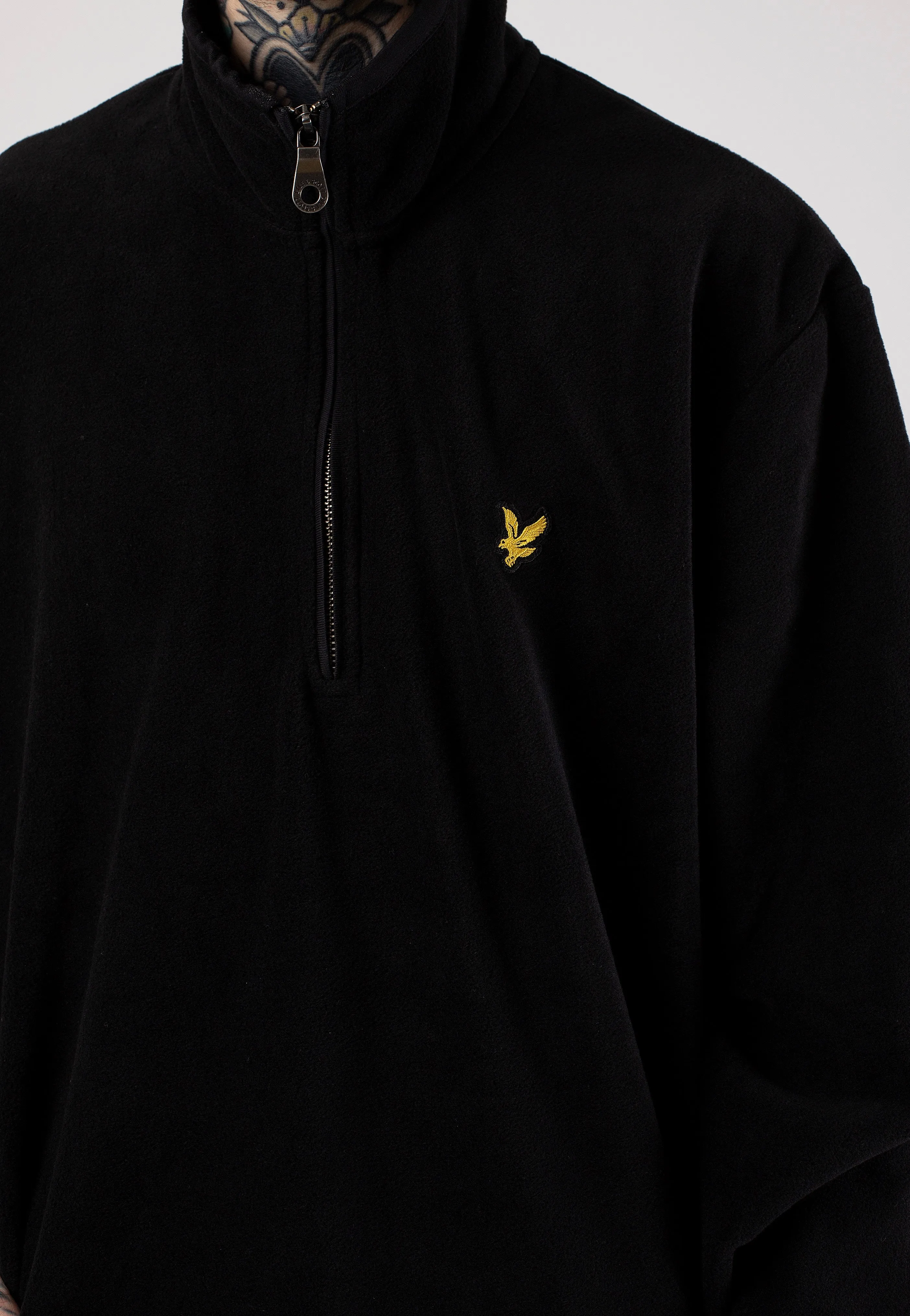 Lyle & Scott Black Fleece Quarter Zip Sweater