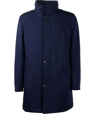 Made in Italy Men's Elegant Coat with Virgin Wool Storm System