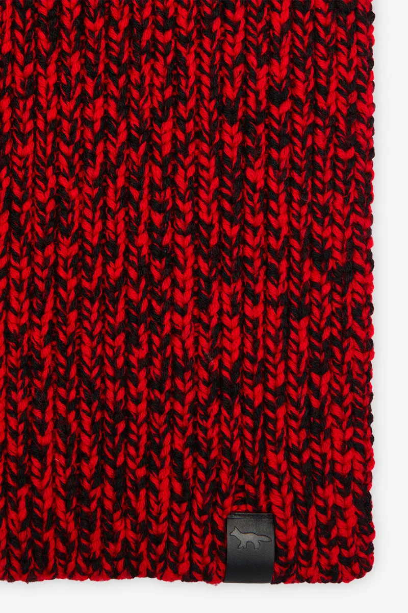 Maison Kitsun Mouline Scarf Black Red Check.